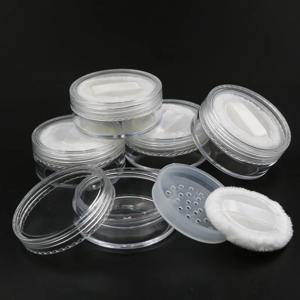 6pcs 20g 루스 파우더 퍼프 항아리 Sifter 그리드 뚜껑 화장품 용기 PS 투명 플라스틱 빈 크림 항아리 포장과 리필 냄비