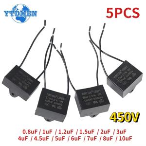 5PCS CBB61 커패시터 450vac 팬 시동 커패시터 450V 0.8uF 1uF 1.2uF 1.5uF 2uF 3uF 4uF 4.5uF 5uF 6uF 7uF 8uF 10uF