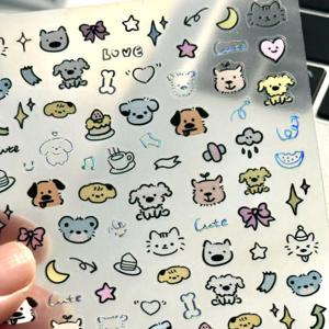 3Pcs 미니 만화 강아지 토끼 스티커 헤드셋 노트북 플랫 장식 스티커 Kawaii 전화 미술 용품 ​​저널 스티커