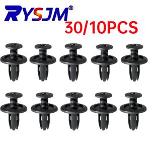 30/10pcs 6mm 플라스틱 리벳 패스너 나사 자동차 범퍼 펜더 블랙 리벳 자동차 패스너 클립 도어 머드가드 리벳 클램프