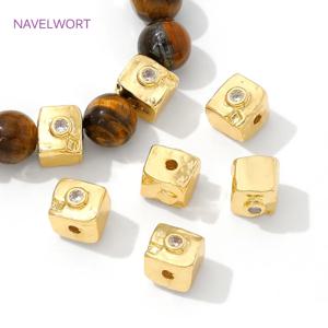 팔찌 만들기, 비즈 구분 기호, DIY 쥬얼리 만들기, 쥬얼리 액세서리 용 지르콘 스페이서 비즈가있는 18K 골드 도금 사각형