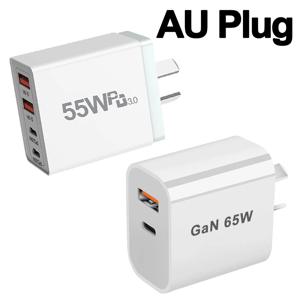 55w 65w AU 플러그 Xiaomi Redmi iPhone 용 고속 USB 충전기 유형 C 충전기 삼성 스마트 폰 빠른 충전 어댑터 PD 벽 충전