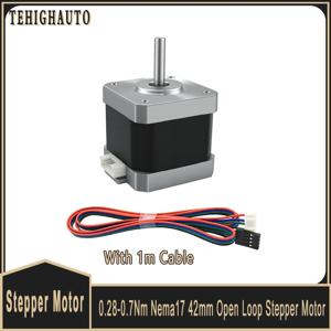 Nema 17 42mm 스테퍼 모터 오픈 루프 고 토크 2상 0.28-0.7Nm 3D 프린터 CNC 라우터 조각 기계용 1m 케이블 포함