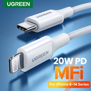 UGREEN-MFi 20W PD USB C to 라이트닝 케이블, 아이폰 14, 13, 12 프로 맥스용, 아이패드 미니 휴대폰용 고속 충전 c형 케이블