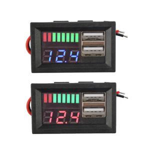 듀얼 USB 5V 2A 자동차 전압계 전압 측정기 패널 12V-24V 3S-7S 리튬 배터리 용량 표시기 전력 테스터 리튬 이온 납 산성