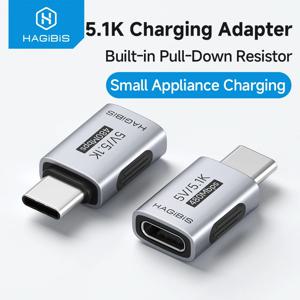 Hagibis 5.1k 저항 충전 어댑터 USB C 남성용-USB C 여성용 어댑터(면도기 트리머 헤드폰 팬 전기 드라이버용)