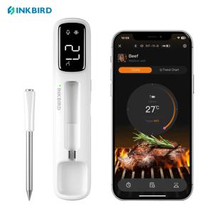 INKBIRD INT-11I-B 무선 고기 온도계, Bluetooth 5.4 1000ft,1s 응답, IP67, 26개 사전 설정, LED 디스플레이, 바베큐/그릴/파티용