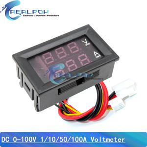 DC 0-100V 10A 50A 100A 디지털 전압계 전류계 듀얼 디스플레이 전압 검출기 전류계 패널 앰프 전압 게이지 0.28 