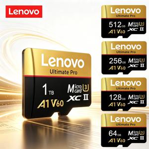 Lenovo SD 메모리 카드 512GB, 256GB, 128GB, 64GB, 고속 Micro SD 카드 V60 U3, TF 플래시 카드, 4K HD, 방수 기능, 스마트폰/태블릿용