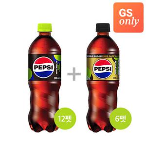 [직영] 롯데칠성 펩시제로슈거 라임향 500mlX12펫 + 제로카페인500mlX6펫
