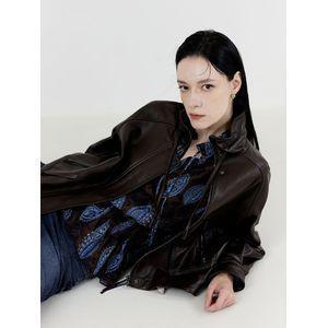 막스까르띠지오 [양가죽] 아웃포켓 하이넥 레더 자켓