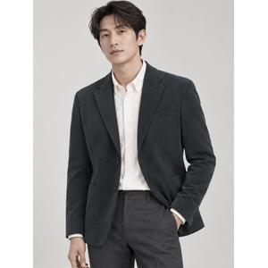헤지스 남성 그린 폴리 코듀로이 셋업 자켓 HZJA4D402E3