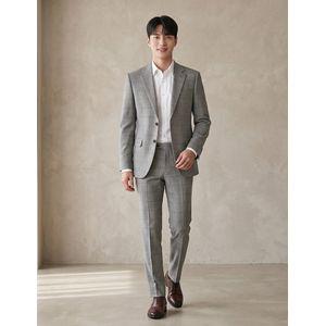 BY파크랜드 [오스틴리드]라이트 베이지 체크 모혼방 스트레치 수트-A7SS2311596A_A7PS2311554A