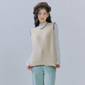 체이스컬트 여성 배색 스티치 베스트-CFRG7372C05