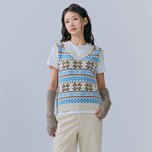 체이스컬트 [2color] 여자 브이넥 패턴 베스트