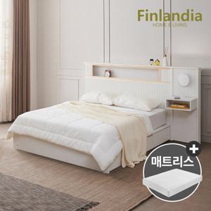 핀란디아 핀란디아 리안 LED 호텔식 템바 수납 퀸침대Q+조명협탁+40T라텍스매트리스