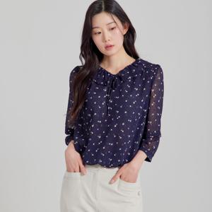 [지센] (2컬러) 피어로즈 도트변형 플랫 카라 블루종 블라우스 LFWSP391