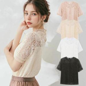 [다잇템]여자 여름 미시룩 펀칭 시스루 안감 블라우스