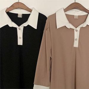 배색 잔골지 카라 7부티 209K355S 빅사이즈 여성의류