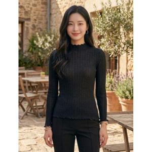 [크로커다일레이디]네이비 메탈자카드 하프넥 티셔츠 CLCSTS204