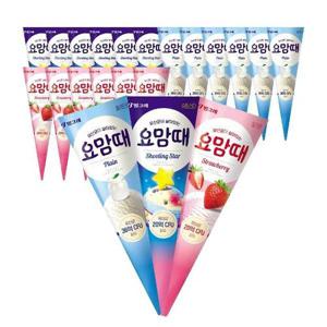[더블유쇼핑]빙그레 요맘때 콘 아이스크림 150mL 24개 혼합 (플레인8+딸기8+슈팅스타8)_21233240_595096