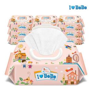 [아이러브베베]피치 도톰엠보 100매 10팩 캡형 아기물티슈