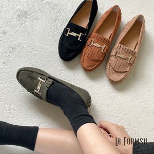 [라폼슈] 미소 골드장식 스웨이드 프린지 로퍼 (2cm)