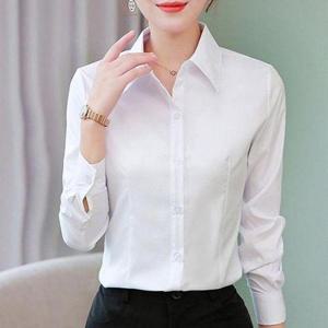 [셀러허브_여성트랜드패션]여자 여성 셔츠 기본티 흰색 긴팔 무지 오피스 면접 티셔츠 기본 정장 긴팔 직..