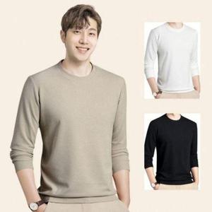 [에이치플러스몰]라운드넥 남성 가을 오버핏 긴팔 심플 주말룩 티