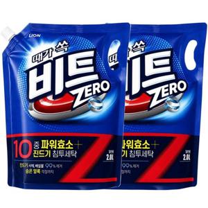 비트 ZERO 일반용 액체 세탁세제 리필 2Lx2개 진드기 침투세탁 10중 파워효소
