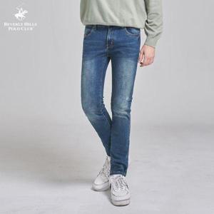 [비버리힐즈폴로클럽]다크블루 라인패턴 스트레이트 데님 팬츠