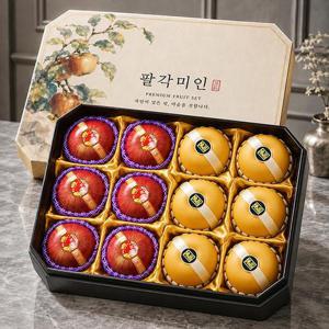 갤러리아_수려한 과일선물세트 팔각미인1호 5kg내외(사과6+배6)
