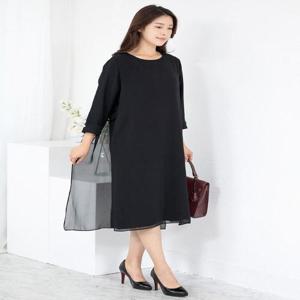 [모슬린]엄마옷 이중 쉬폰 라운드 롱원피스 615FGH514 마담/중년여성/빅사이즈/50대/60대