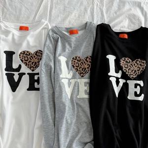 긴팔 티셔츠 국산 러브 레오파드 라운지 상의 3color