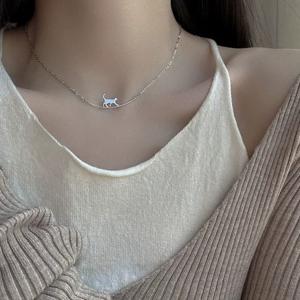 산책하는 고양이 목걸이 팬던트 선물 여자 여성 여자친구 우정 체인 목걸이 악세사리 쥬얼리