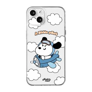 비행기 탄 꼬마 강아지 투명 TPU 풀커버 아이폰 갤럭시 폰케이스