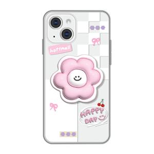 스마일 빅 플라워 해피데이 투명 TPU 풀커버 톡 케이스 세트