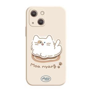 귀여운 고양이 캐릭터 베이지 젤리 실리콘 풀커버 톡 케이스 세트