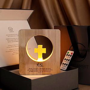 LED 말씀 각인 십자가 원목 무드등 기독교 교회 선물
