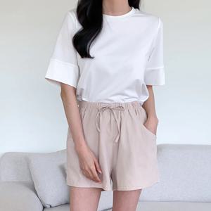 여성 쿨 린넨 밴딩 반바지
