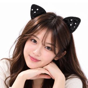 고양이 귀 머리띠 블랙 스팽글 반짝이 헤어밴드 생일 파티 용품 이벤트 소품 사진 셀카 인싸
