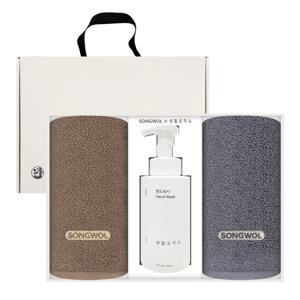 앰버 40수 170g 호텔수건 2매 + 생활공작소 핸드워시500ml 선물세트 답례품