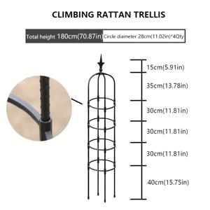 U자형 8mm 뾰족한 야외 등반 트렐리스, 간단한 정원 식물 지지대, 등반 장미 및 식물용, 가정용 블랙 브래킷