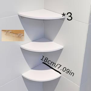 2개/3개 18Cm 직경 욕실 벽 선반 삼각대 다층 현대적인 벽걸이형 플로팅 앵글 프레임 세트, 구멍 없는 설치, 인공 보드, 다양한 방 유형에 적합, 공간 절약형 자가 접착 브래킷