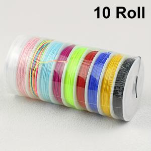 10롤 팩, 길이 10M X 두께 1.0Mm, 혼합 색상 멀티 컬러 무반복 비탄성 뜨개질 실 No. 72, 비탄성 비즈 실 수공예 팔찌 목걸이 발찌 재료 커플 남녀 공용