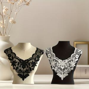 웨딩드레스 및 재봉 공예용 수분에 녹는 레이스 자수 폴리에스터 실크 홀로 코사지 칼라 칼라 DIY 레이스 액세서리
