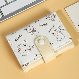 여성용 삼つおり 지갑, 휴대용 경량, 귀여운 만화 디자인, 고급스러운 미학, 학생용 숏 스타일, 인스타 스타일, 니치, 느낌, 작고 귀여운 만화 동전 지갑, 학생용 숏 접이식 지갑 카드 홀더, 새로운 패셔너블한 여성용 지갑, 다중 카드 슬롯이 있는 귀여운 만화 숏 지퍼 지갑, 학생용 카드 홀더 및 동전 지갑