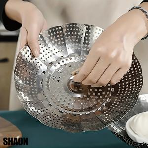 SHAON 스테인리스 스틸 접이식 찜기 1개 - 다기능 접이식 조리대, 주방 및 레스토랑용