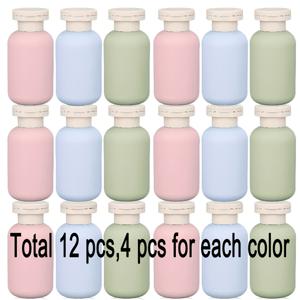 12개입 멀티 컬러 100ml 리필형 병 세트 - 재사용 가능한 액체 용기, 바디워시, 로션, 샴푸에 적합 - 여행, 욕실, 가정 보관 및 스타일 필수 아이템
