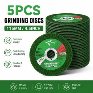 5개 세트 전문가용 레진 절단 휠, 4-1/2인치(115mm) 고속 원형 톱날, 고성능, 내구성 및 뛰어난 품질을 위해 설계, 다양한 재료의 정밀 절단용